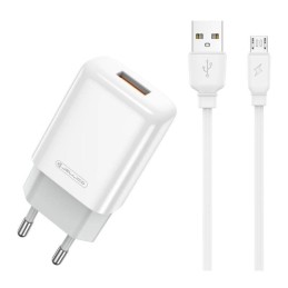 Įkroviklis Jellico EU01 2.4A USB-A + USB-A to MicroUSB cable 1.0m baltas