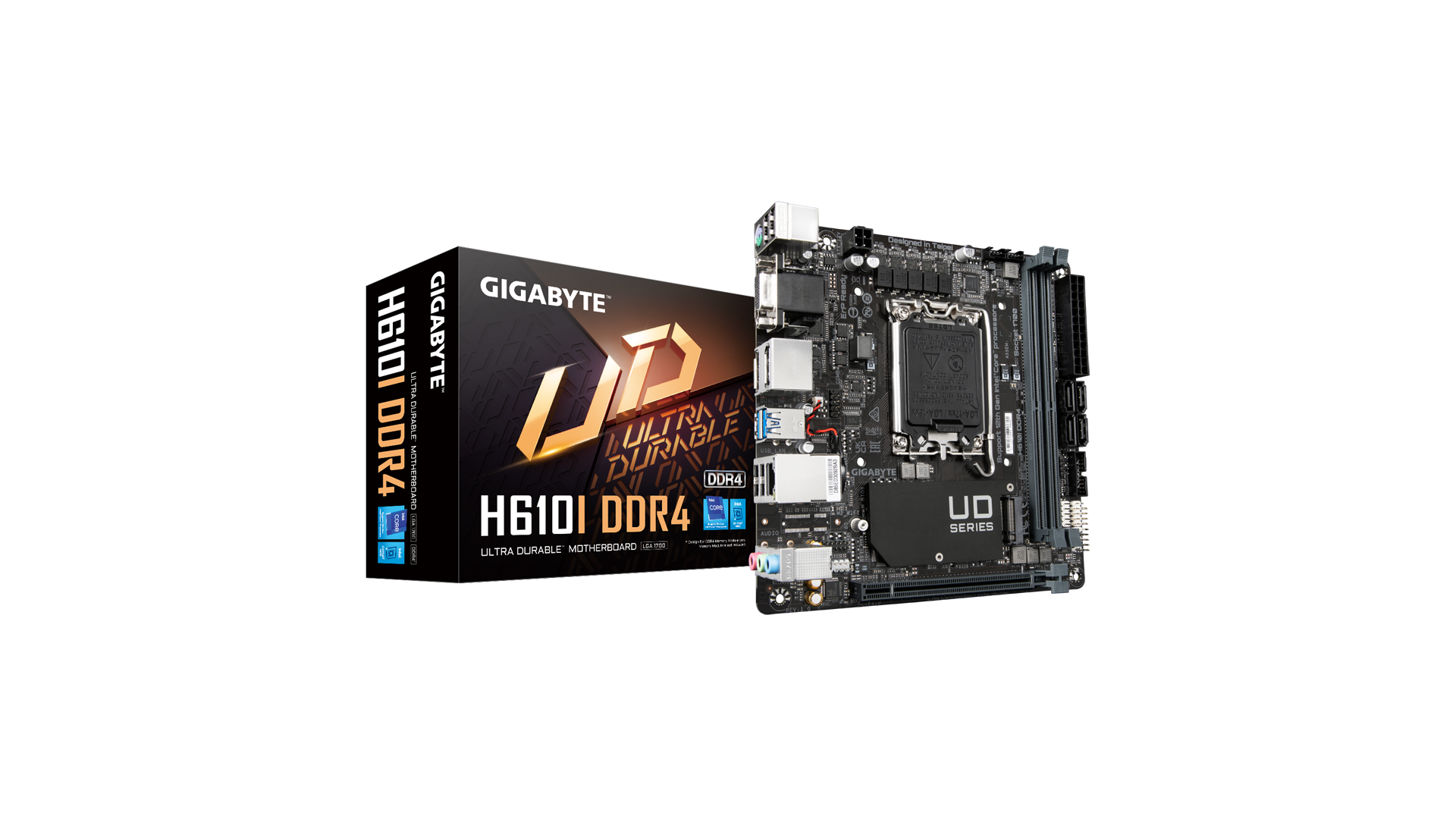 Gigabyte | H610I DDR4 1.0 M/B | Processor family Intel | Processor socket LGA1700 | DDR4 DIMM | Memory slots 2 Gigabyte | H610I DDR4 1.0 M/B | Processor family Intel | Processor socket LGA1700 | DDR4 DIMM | Memory slots 2