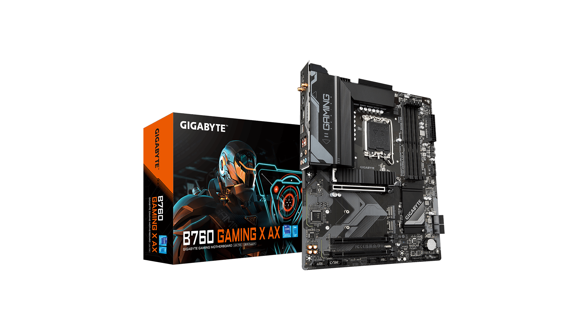 Gigabyte | B760 GAMING X AX 1.1 M/B | Processor family Intel | Processor socket LGA1700 | DDR5 DIMM | Memory slots 4 Gigabyte | B760 GAMING X AX 1.1 M/B | Processor family Intel | Processor socket LGA1700 | DDR5 DIMM | Memory slots 4