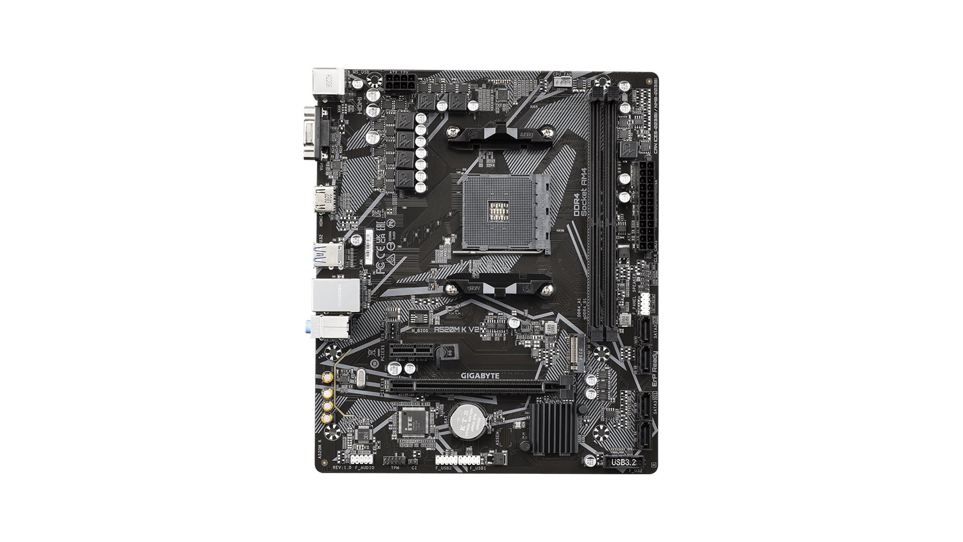 Gigabyte | A520M K V2 1.0 M/B | Processor family AMD | Processor socket AM4 | DDR4 DIMM | Memory slots 2 Gigabyte | A520M K V2 1.0 M/B | Processor family AMD | Processor socket AM4 | DDR4 DIMM | Memory slots 2