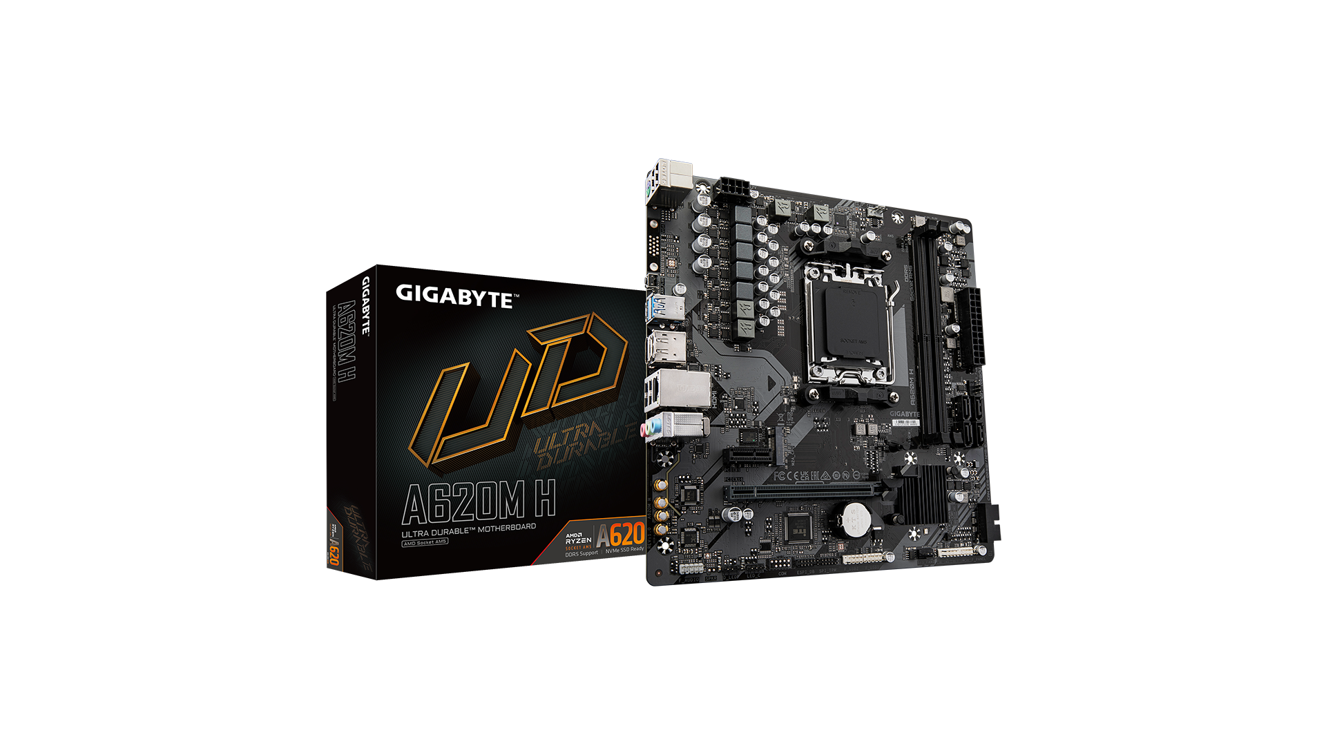 Gigabyte | A620M H 1.0 M/B | Processor family AMD | Processor socket AM5 | DDR5 DIMM | Memory slots 2 Gigabyte | A620M H 1.0 M/B | Processor family AMD | Processor socket AM5 | DDR5 DIMM | Memory slots 2