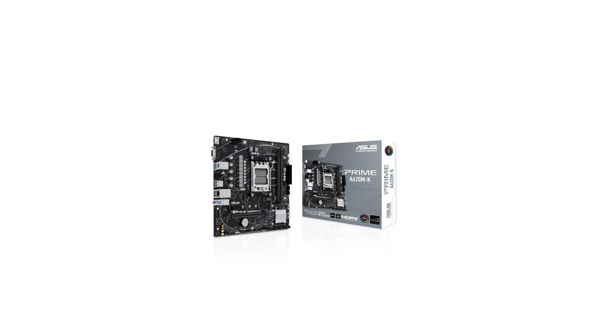 Asus | PRIME A620M-K | Processor family AMD | Processor socket AM5 | DDR5 DIMM | Memory slots 2 Asus | PRIME A620M-K | Processor family AMD | Processor socket AM5 | DDR5 DIMM | Memory slots 2