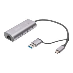Digitus USB Type-C Gigabit Ethernet Adapter 2.5G, USB-C + USB A (USB3.1/3.0) | DN-3028