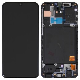 Ekranas tinkantis Samsung A405 A40 2019 su lietimui jautriu stikliuku ir rėmeliu Black (TFT version) HQ