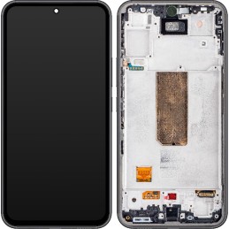 Ekranas tinkantis Samsung A546 A54 5G 2023 su lietimui jautriu stikliuku ir rėmeliu Graphite OLED (real size)
