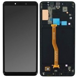 Ekranas tinkantis Samsung A920F A9 (2018) su lietimui jautriu stikliuku ir rėmeliu Black (service pack)