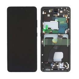 LCD screen Samsung G998 S21 Ultra with touch screen and frame Phantom Black original (service pack)