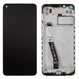 Ekranas tinkantis Xiaomi Redmi Note 9 su lietimui jautriu stikliuku ir rėmeliu Midnight Grey (service pack)
