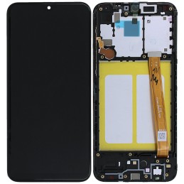 Ekranas tinkantis Samsung A202 A20e su lietimui jautriu stikliuku ir rėmeliu Black (service pack)