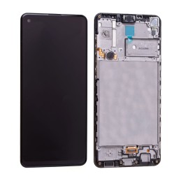 Ekranas tinkantis Samsung A217 A21s su lietimui jautriu stikliuku ir rėmeliu Black (service pack)