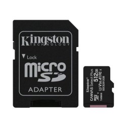 Atminties korta Kingston Canvas Select Plus MicroSD 512GB (class10 UHS-I 100MB/S) + SD Adapteris