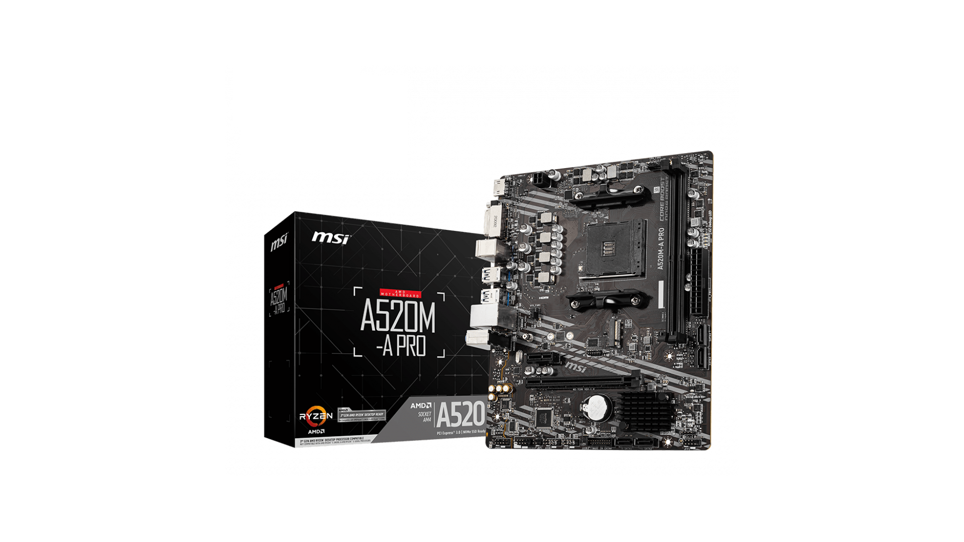 MSI | A520M-A PRO | Processor family AMD | Processor socket AM4 | DDR4 | Memory slots 2 | Chipset AMD A | Micro ATX MSI | A520M-A PRO | Processor family AMD | Processor socket AM4 | DDR4 | Memory slots 2 | Chipset AMD A | Micro ATX