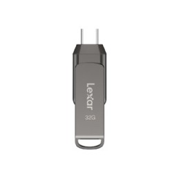 Lexar | 2-in-1 Flash Drive up to 100MB/s read | JumpDrive Dual Drive D400 | 32 GB | Type-C and Type-A USB 3.1 | Grey