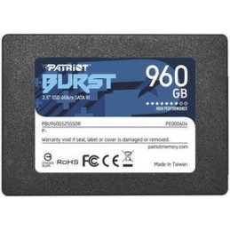 SSD|PATRIOT|Burst Elite|960GB|SATA 3.0|3D NAND|Write speed 320 MBytes/sec|Read speed 450 MBytes/sec|2,5"|TBW 400 T