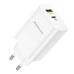 Įkroviklis Borofone BN10 65W GaN USB-C/USB-A baltas