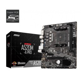Mainboard|MSI|AMD A520|SAM4|MicroATX|1xPCI-Express 3.0 1x|1xPCI-Express 3.0 16x|1xM.2|Memory DDR4|Memory slots 2|1xDVI|1xHDM