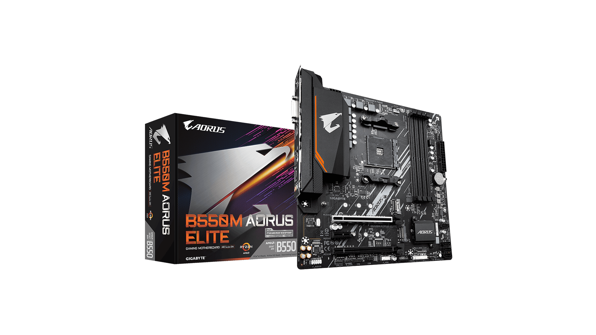 Gigabyte | B550M AORUS ELITE 1.0 | Processor family AMD | Processor socket AM4 | DDR4 DIMM | Memory slots 4 Gigabyte | B550M AORUS ELITE 1.0 | Processor family AMD | Processor socket AM4 | DDR4 DIMM | Memory slots 4