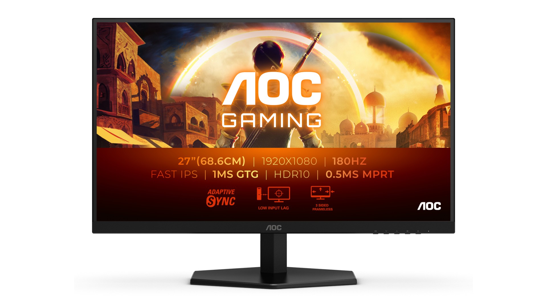 AOC 27G42E | 27 " | IPS | FHD | 16:9 | 180 Hz | 1 ms | 1920 x 1080 pixels | 300 cd/m² | HDMI ports quantity 1 | Black AOC 27G42E | 27 " | IPS | FHD | 16:9 | 180 Hz | 1 ms | 1920 x 1080 pixels | 300 cd/m² | HDMI ports quantity 1 | Black