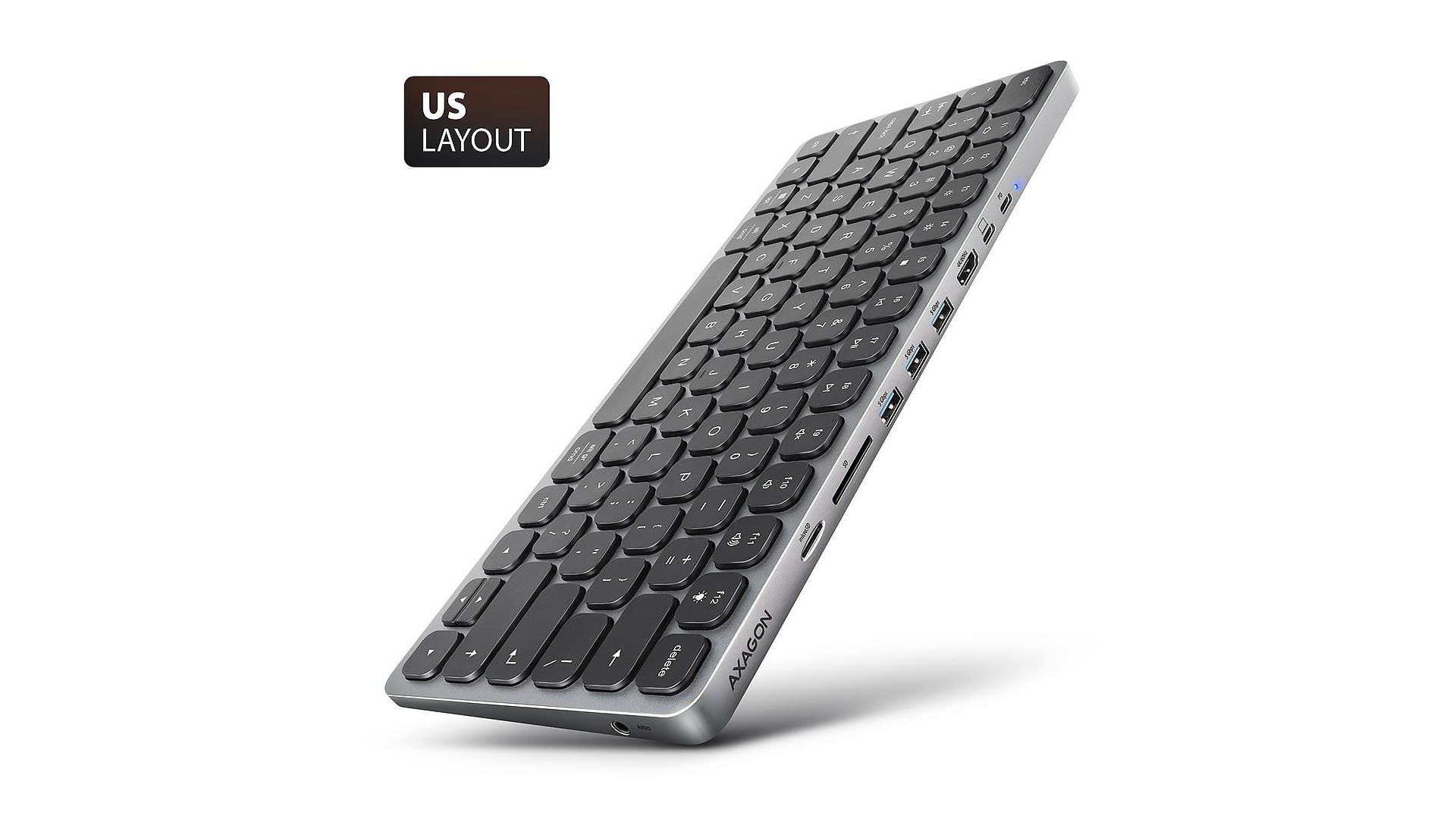 KEYBOARD + I/O HUB 9IN1/0.6M HMC-KB-US AXAGON KEYBOARD + I/O HUB 9IN1/0.6M HMC-KB-US AXAGON