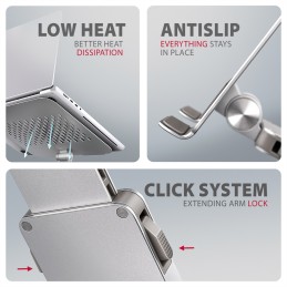AXAGON Desk Mount | STND-LR stand with 360° rotation for laptops and tablets | Adjustable Height, Angle | 10-17.3 " | Aluminum